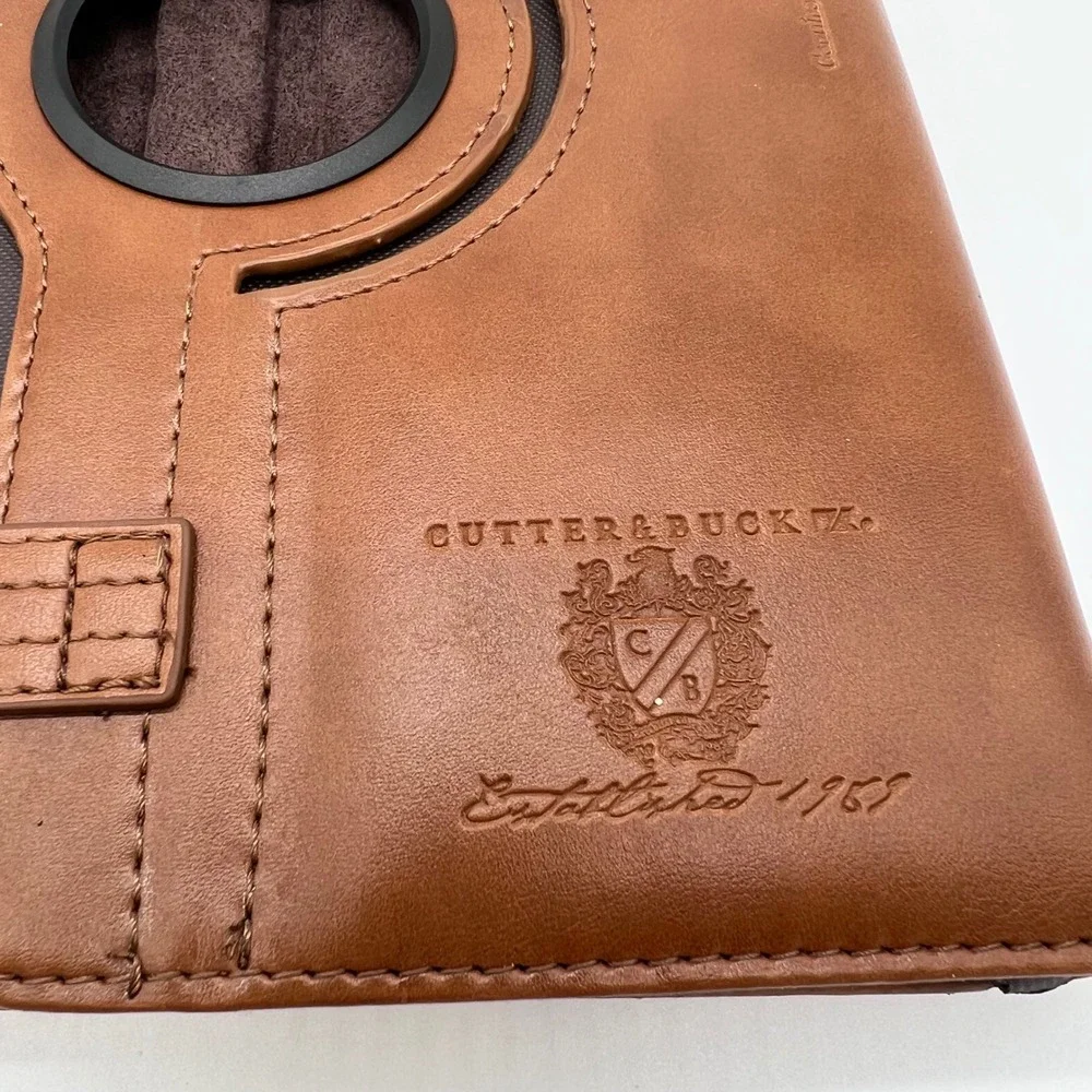 Cutter & Buck Tablet Case Legacy Collection Brown Leather Folio Rotating Cover